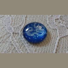 cabochon rond en verre 12mm fleur bleu 022 