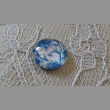 cabochon rond en verre 12mm fleur bleu 012 