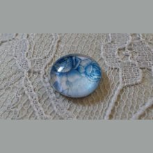 cabochon rond en verre 12mm fleur bleu 010 