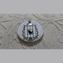 cabochon rond en verre 10mm oiseaux 023 