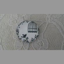 cabochon rond en verre 10mm oiseaux 014 