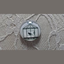 cabochon rond en verre 10mm oiseaux 010 