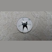 cabochon rond en verre 10mm chat 018