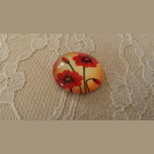 cabochon rond en verre 20mm fleur 01-049 