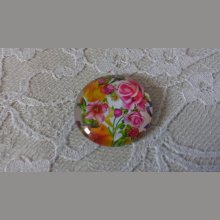 cabochon rond en verre 20mm fleur 01-046 