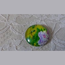 cabochon rond en verre 20mm fleur 01-044 