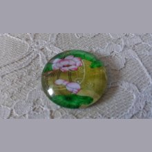 cabochon rond en verre 20mm fleur 01-043 