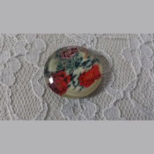 cabochon rond en verre 20mm fleur 01-026 