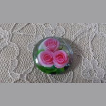 cabochon rond en verre 20mm fleur 01-024 