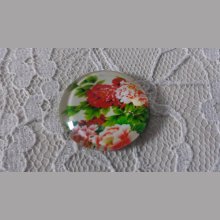 cabochon rond en verre 20mm fleur 01-021 