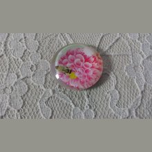 cabochon rond en verre 20mm fleur 01-018 