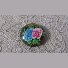 cabochon rond en verre 20mm fleur 01-016 