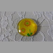 cabochon rond en verre 20mm fleur 01-012 