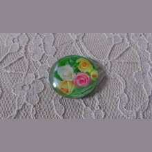 cabochon rond en verre 20mm fleur 01-007 