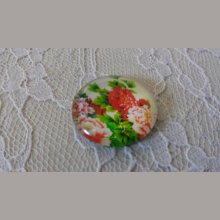 cabochon rond en verre 25mm fleur 01-040 