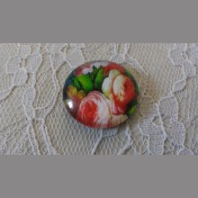 cabochon rond en verre 25mm fleur 01-039 