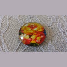 cabochon rond en verre 25mm fleur 01-038 