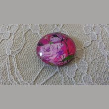 cabochon rond en verre 25mm fleur 01-034 