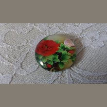 cabochon rond en verre 25mm fleur 01-033 