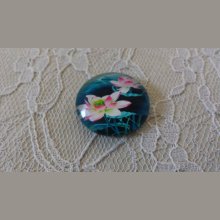 cabochon rond en verre 25mm fleur 01-032 