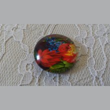 cabochon rond en verre 25mm fleur 01-031 