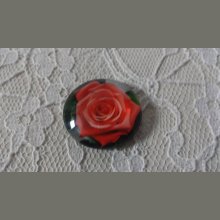 cabochon rond en verre 25mm fleur 01-022 