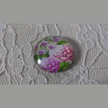 cabochon rond en verre 25mm fleur 01-011 