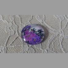 cabochon rond en verre 25mm fleur 01-010 