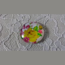 cabochon rond en verre 25mm fleur 01-002 