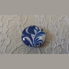 cabochon rond en verre 25mm fleur 042 