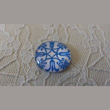 cabochon rond en verre 25mm fleur 040 