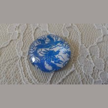 cabochon rond en verre 25mm fleur 038 