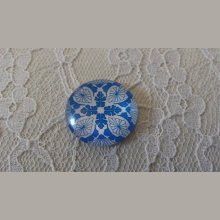 cabochon rond en verre 25mm fleur 034 