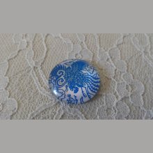 cabochon rond en verre 25mm fleur 033 