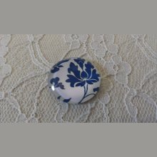 cabochon rond en verre 25mm fleur 030 