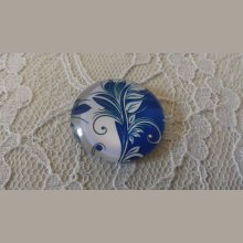 cabochon rond en verre 25mm fleur 029 