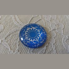 cabochon rond en verre 25mm fleur 027 