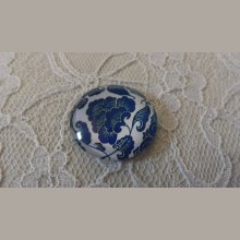 cabochon rond en verre 25mm fleur 026 