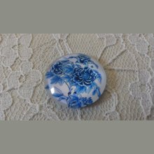 cabochon rond en verre 25mm fleur 024 