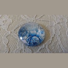 cabochon rond en verre 25mm fleur 023 