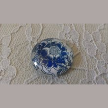 cabochon rond en verre 25mm fleur 021 