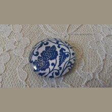 cabochon rond en verre 25mm fleur 020 