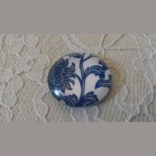 cabochon rond en verre 25mm fleur 018 