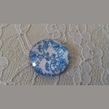 cabochon rond en verre 25mm fleur 014 