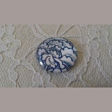 cabochon rond en verre 25mm fleur 013 