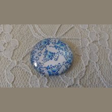 cabochon rond en verre 25mm fleur 010 