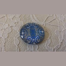 cabochon rond en verre 25mm fleur 008 