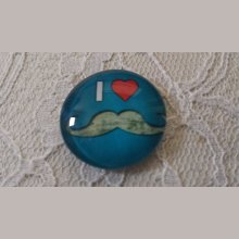 cabochon rond en verre 25mm moustache 037 