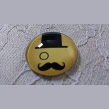 cabochon rond en verre 25mm moustache 023 