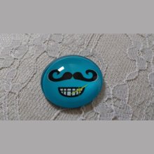 cabochon rond en verre 25mm moustache 019 